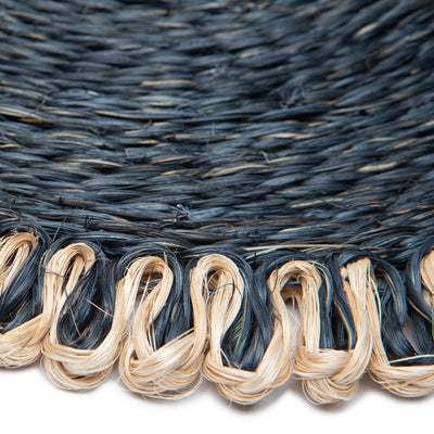 Loopy Abaca Navy & Natural 15" Round - Set of 4