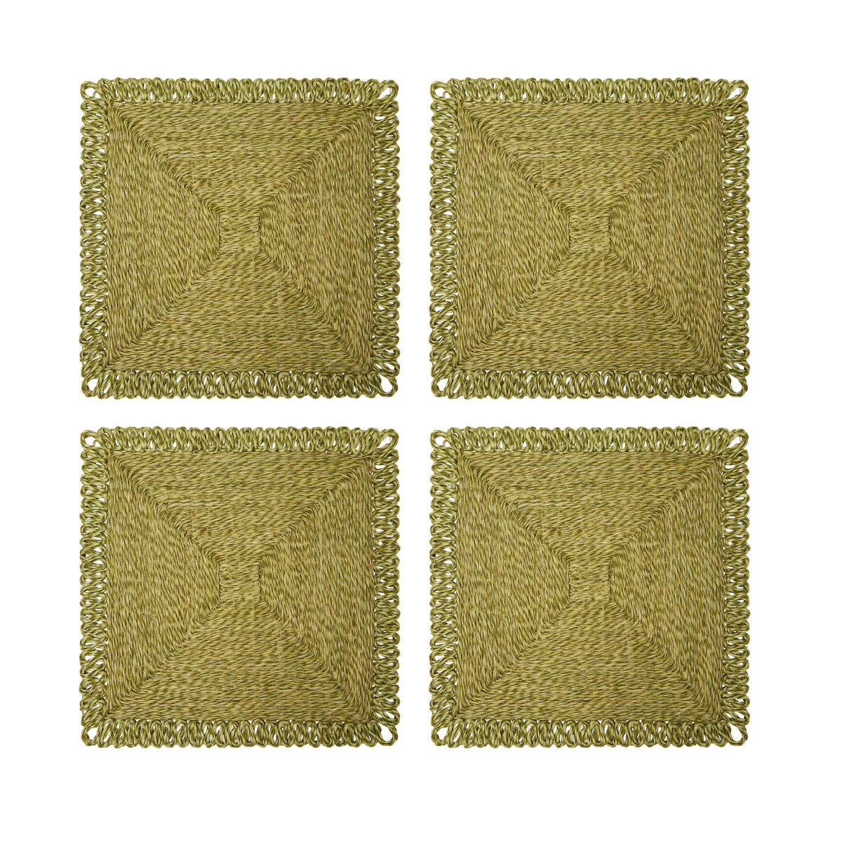 Loopy Square 14" Olive Green Placemats, Set of 4