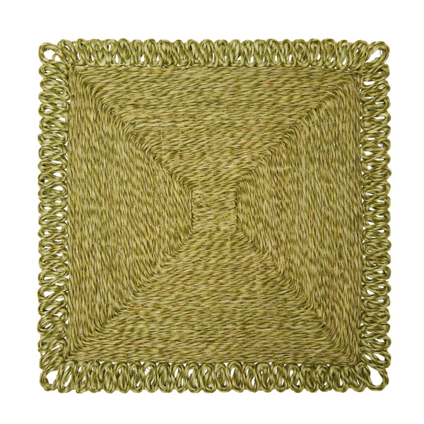 Loopy Square 14" Olive Green Placemats, Set of 4