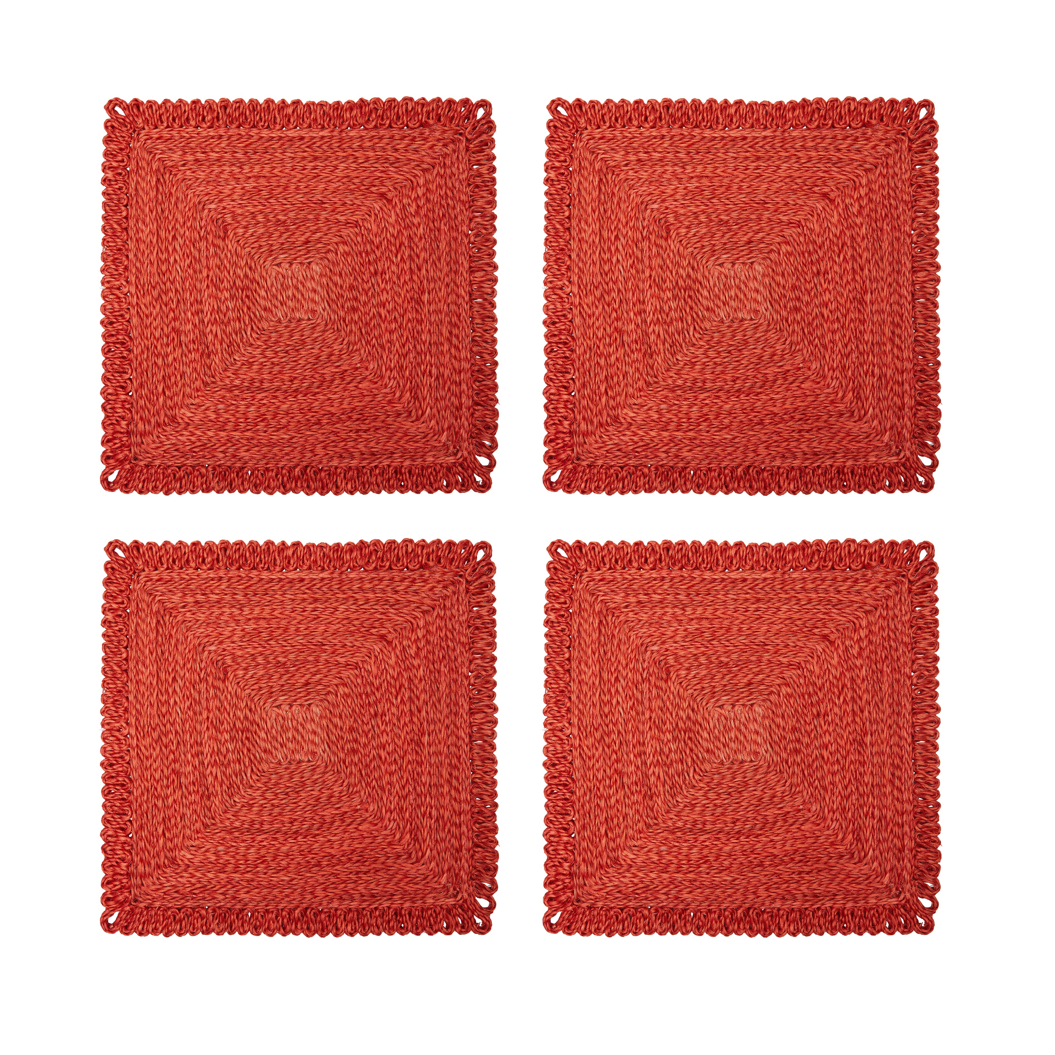 Loopy Square 14" Red Placemats, Set of 4