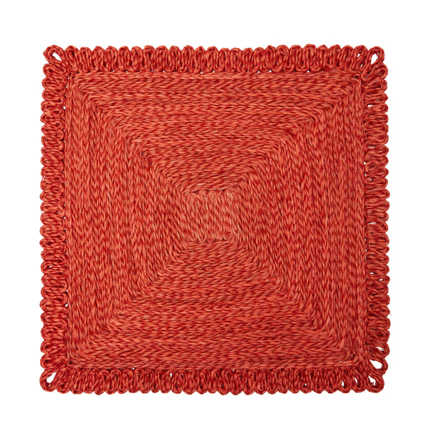 Loopy Square 14" Red Placemats, Set of 4