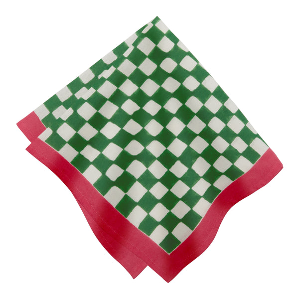 Gingham Check Green/Pink Napkins, Set of 4