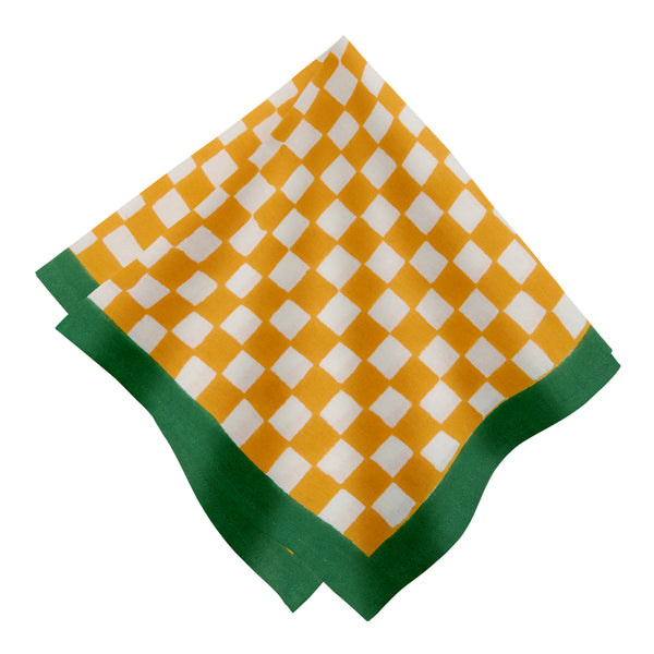 Gingham Check Mustard/Green Napkins, Set of 4