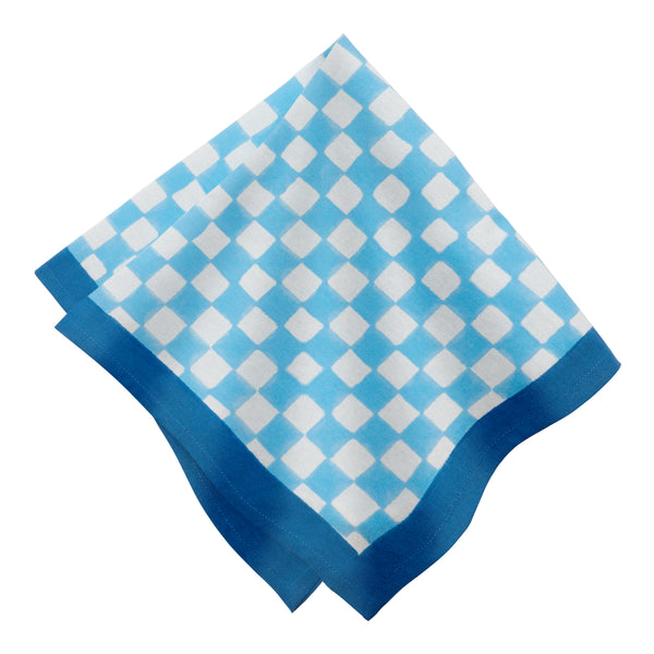 Gingham Check Blue/Blue Napkins, Set of 4