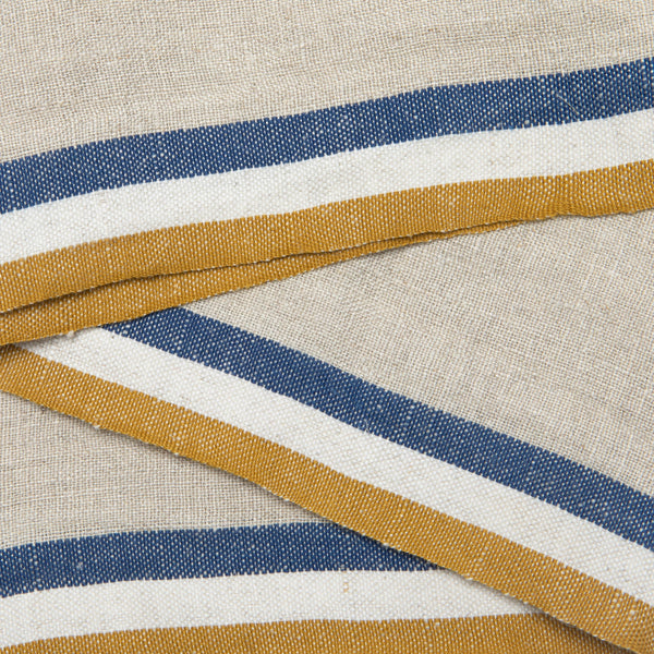 Normandy Natural Napkins - Mustard/Natural/Blue Stripes - Set of 4