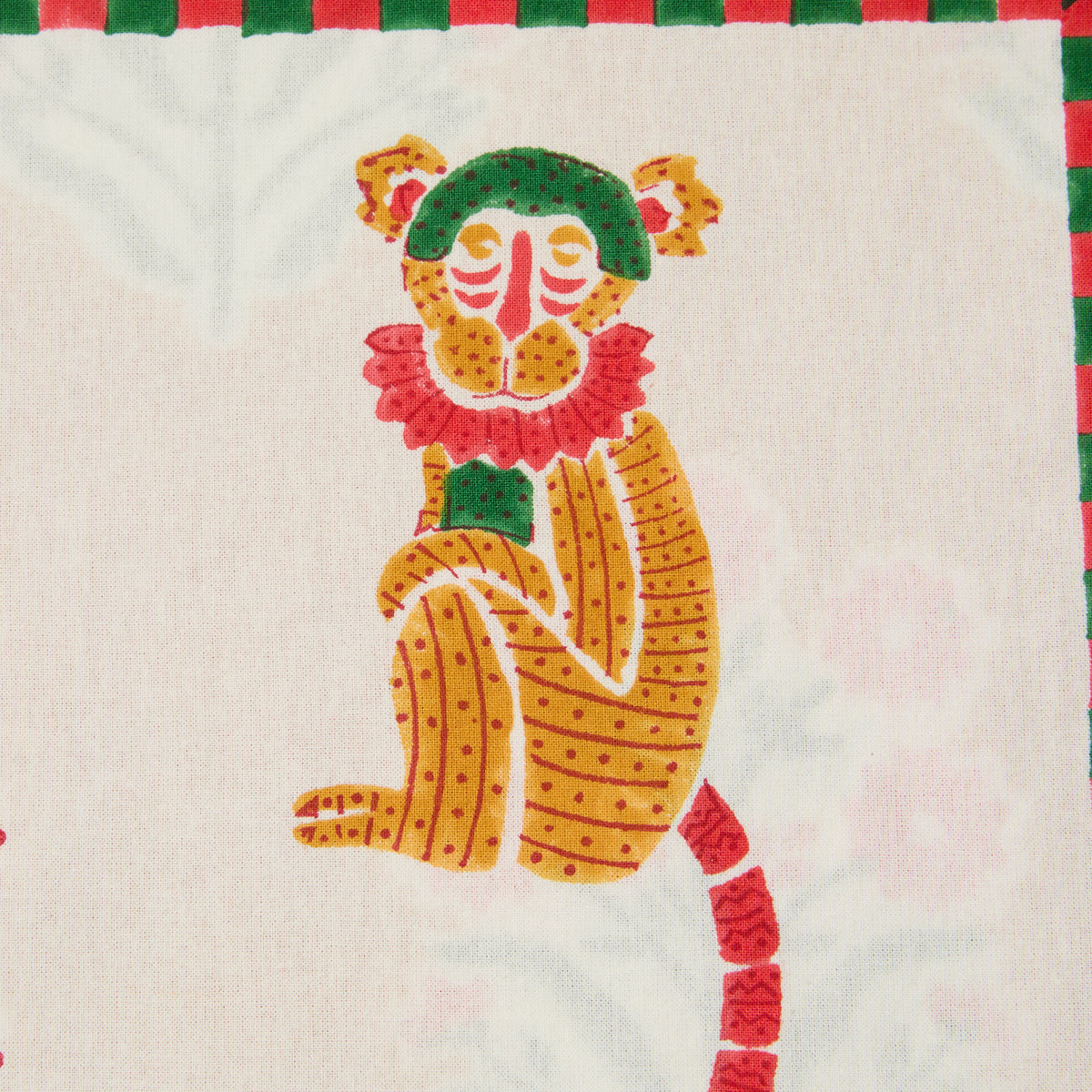 Jeu de Singes Green & Red Cushion Cover