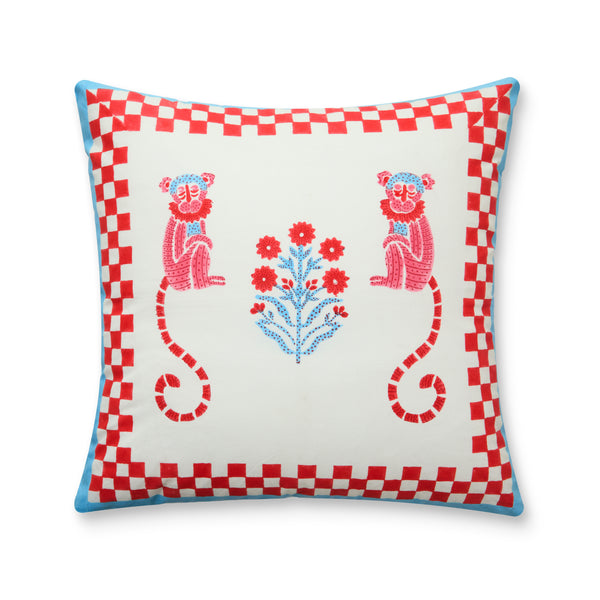 Jeu de Singes Red & Blue Cushion Cover