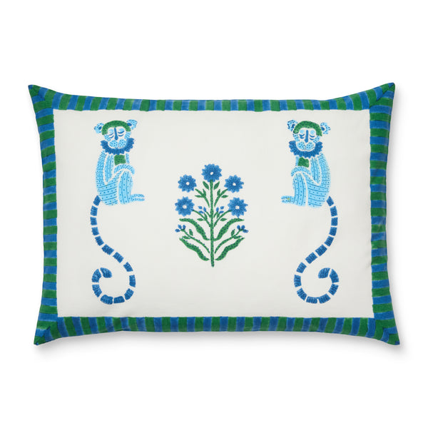 Jeu de Singes Blue & Green Cushion Cover