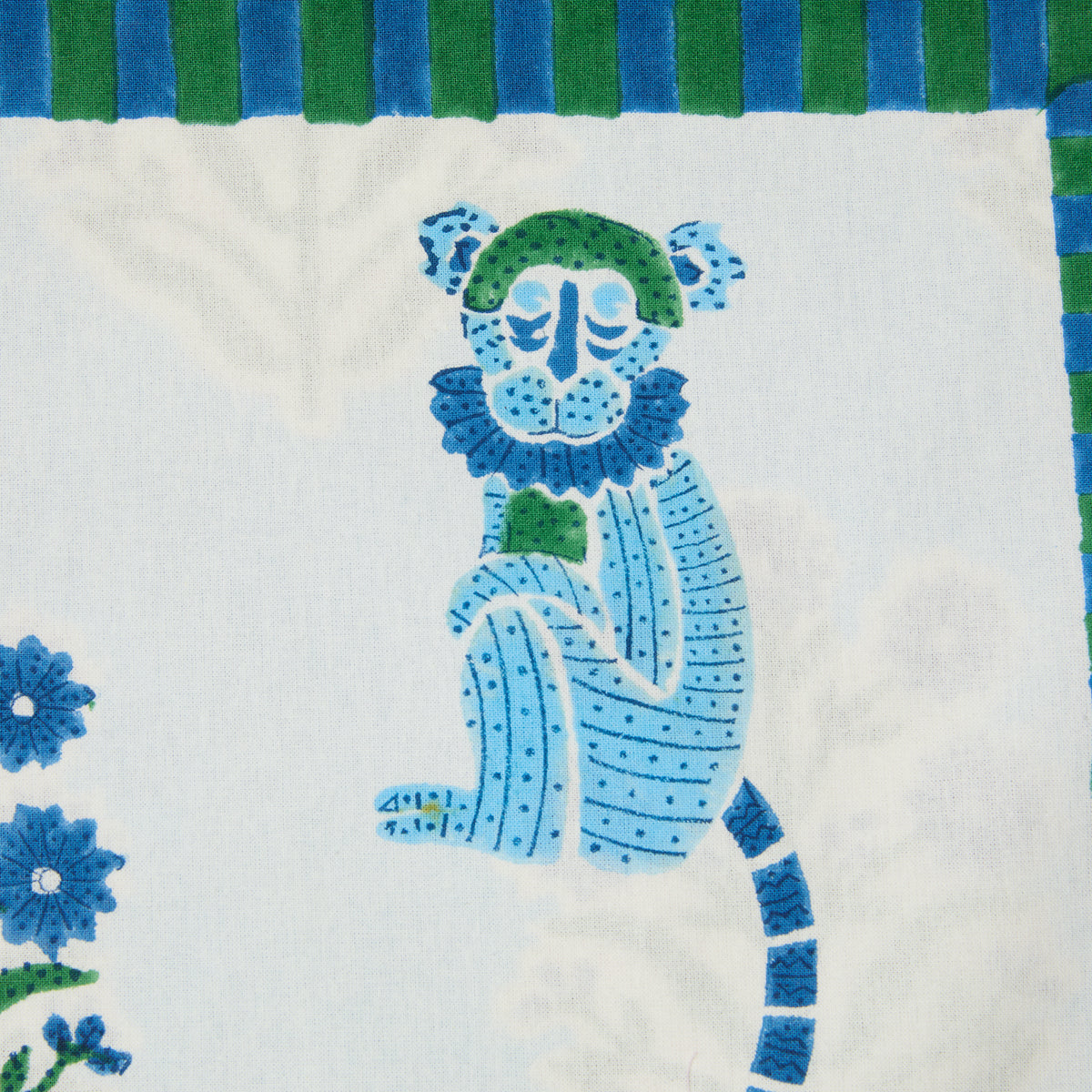 Jeu de Singes Blue & Green Cushion Cover