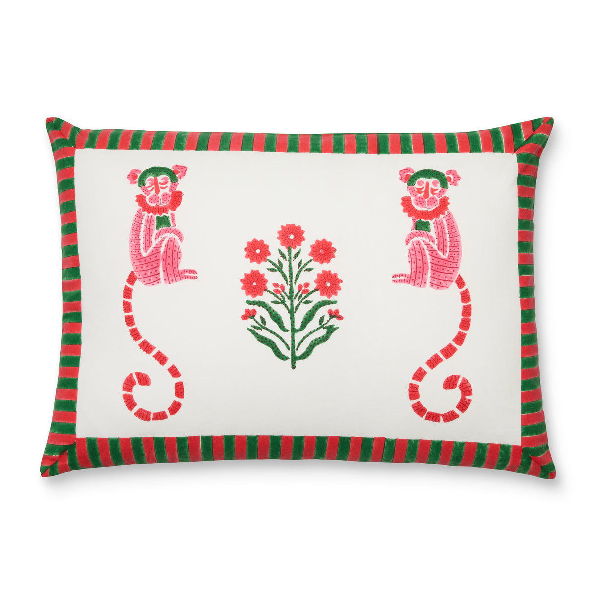 Jeu de Singes Pink & Green Cushion Cover