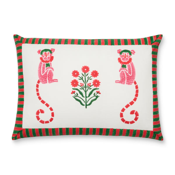 Jeu de Singes Pink & Green Cushion Cover