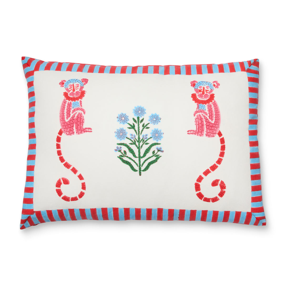 Jeu de Singes Blue & Pink Cushion Cover