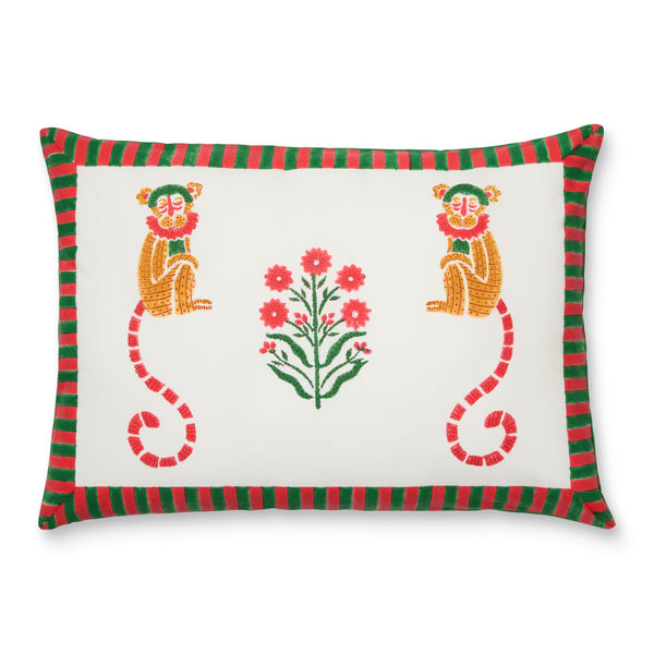 Jeu de Singes Green & Red Cushion Cover