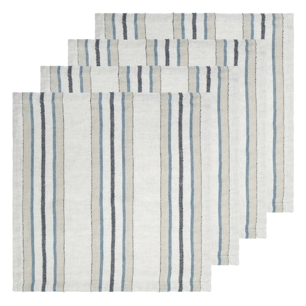 Antwerp Trio Stripe Napkins - Natural Blue - Set of 4