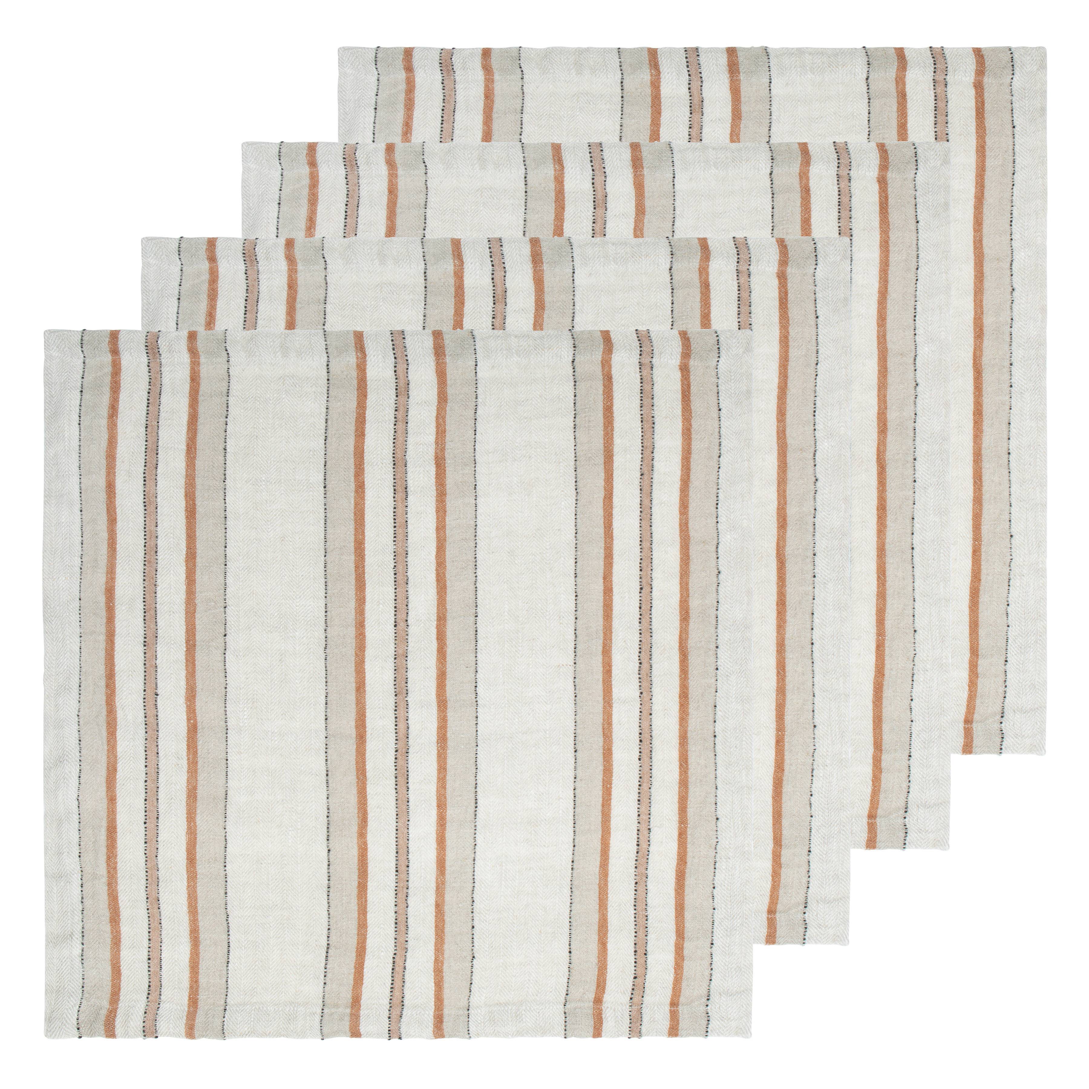 Antwerp Trio Stripe Napkins - Natural Chestnut - Set of 4