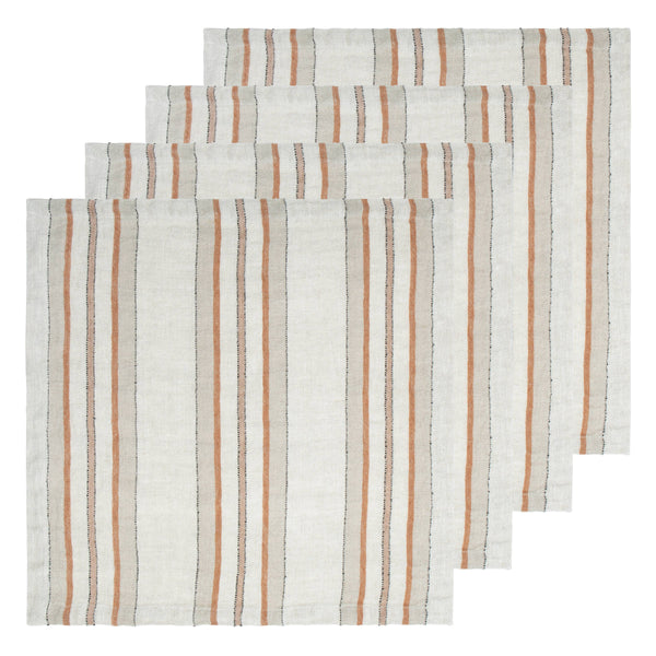 Antwerp Trio Stripe Napkins - Natural Chestnut - Set of 4