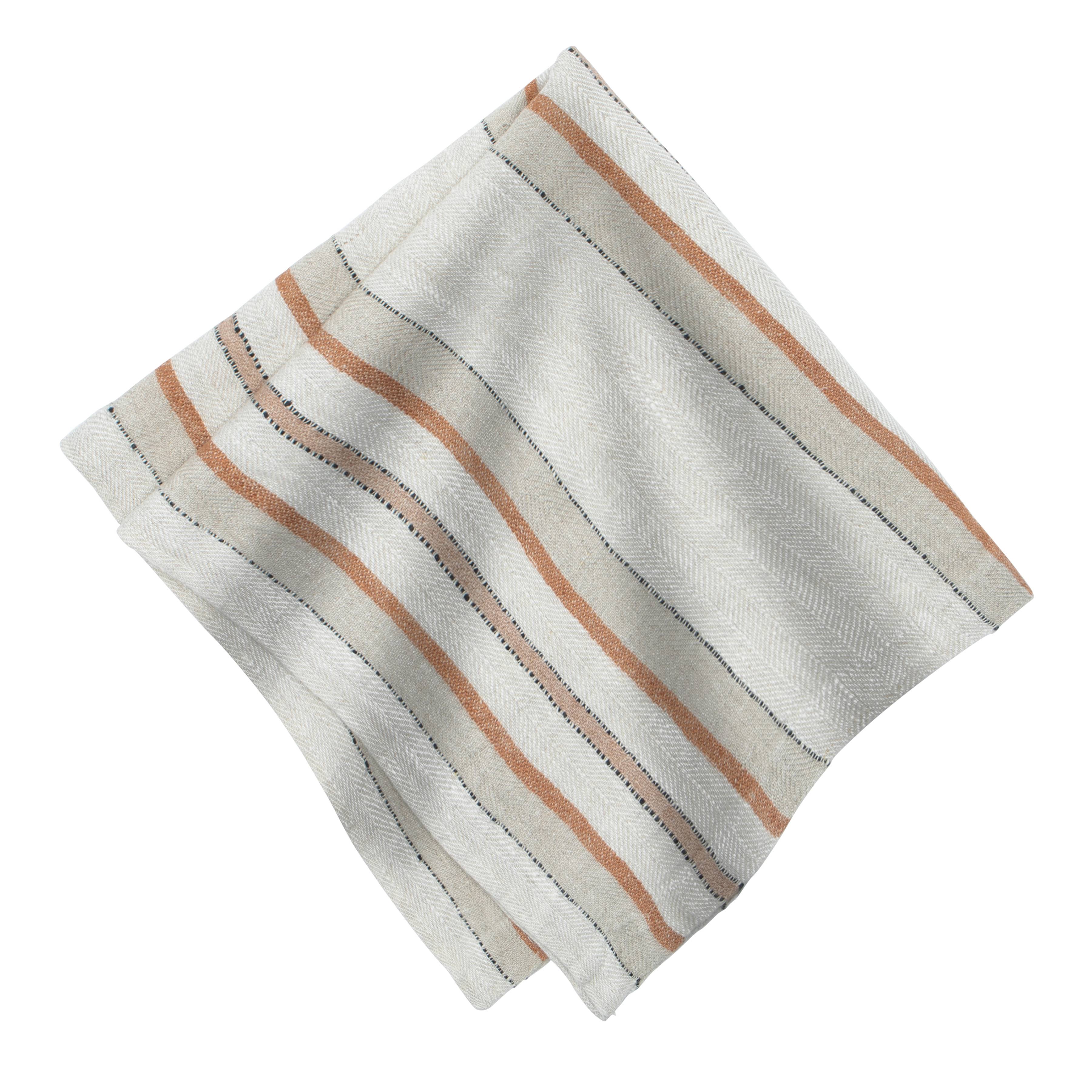Antwerp Trio Stripe Napkins - Natural Chestnut - Set of 4