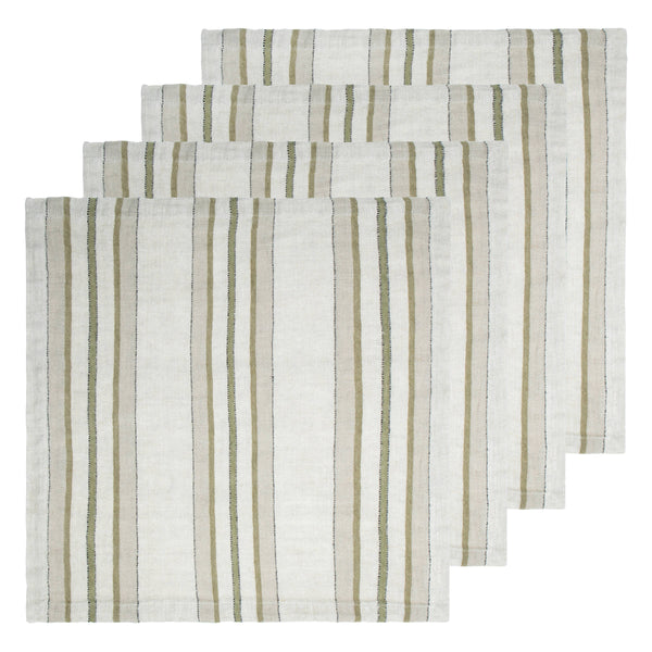 Antwerp Trio Stripe Napkins - Natural Olive - Set of 4