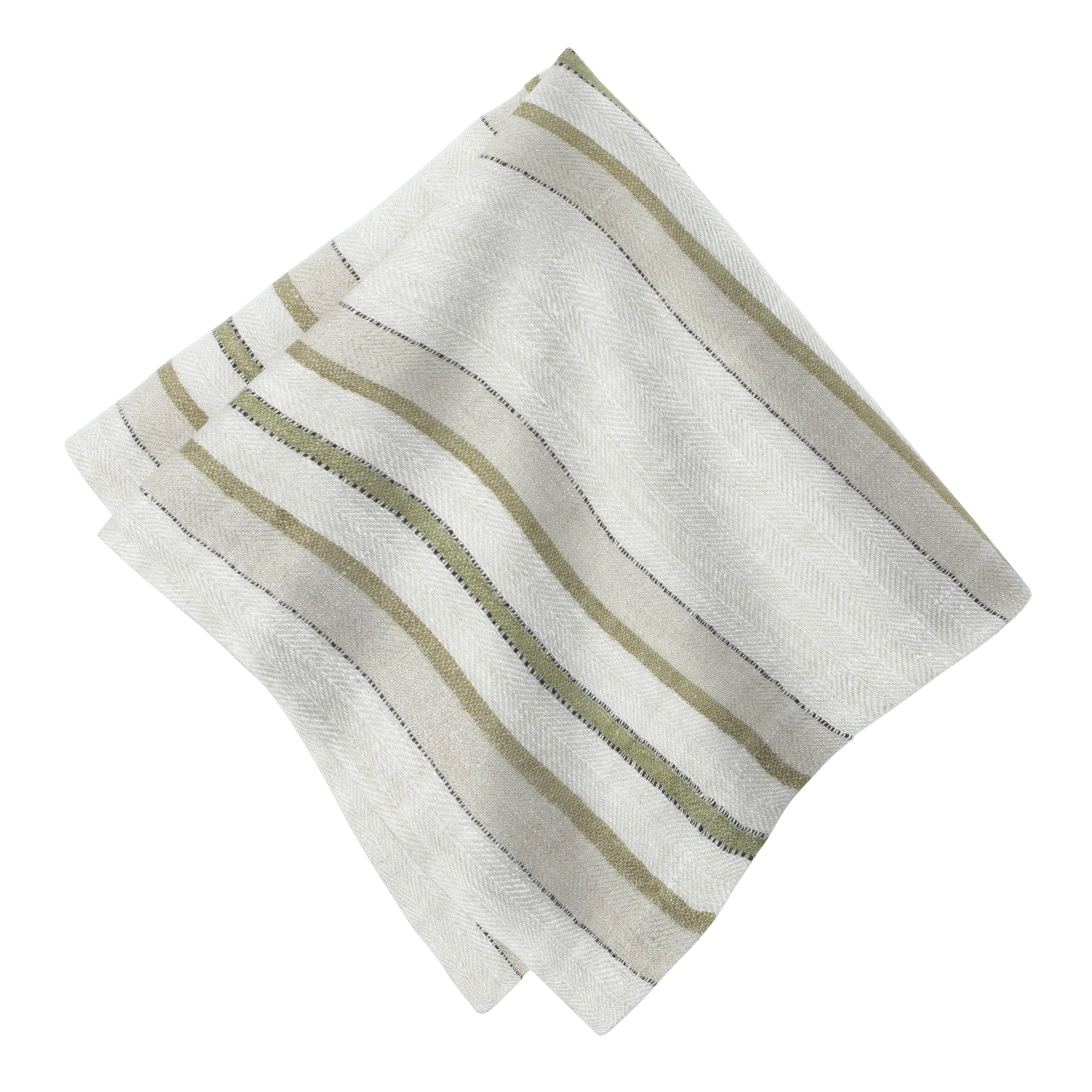 Antwerp Trio Stripe Napkins - Natural Olive - Set of 4