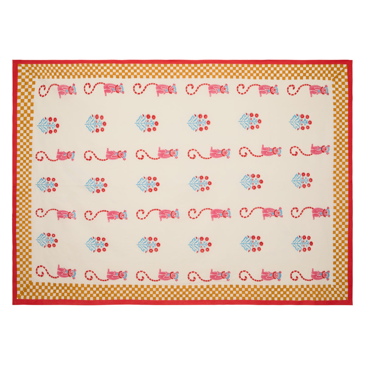 Jeu de Singes Mustard & Pink Tablecloth
