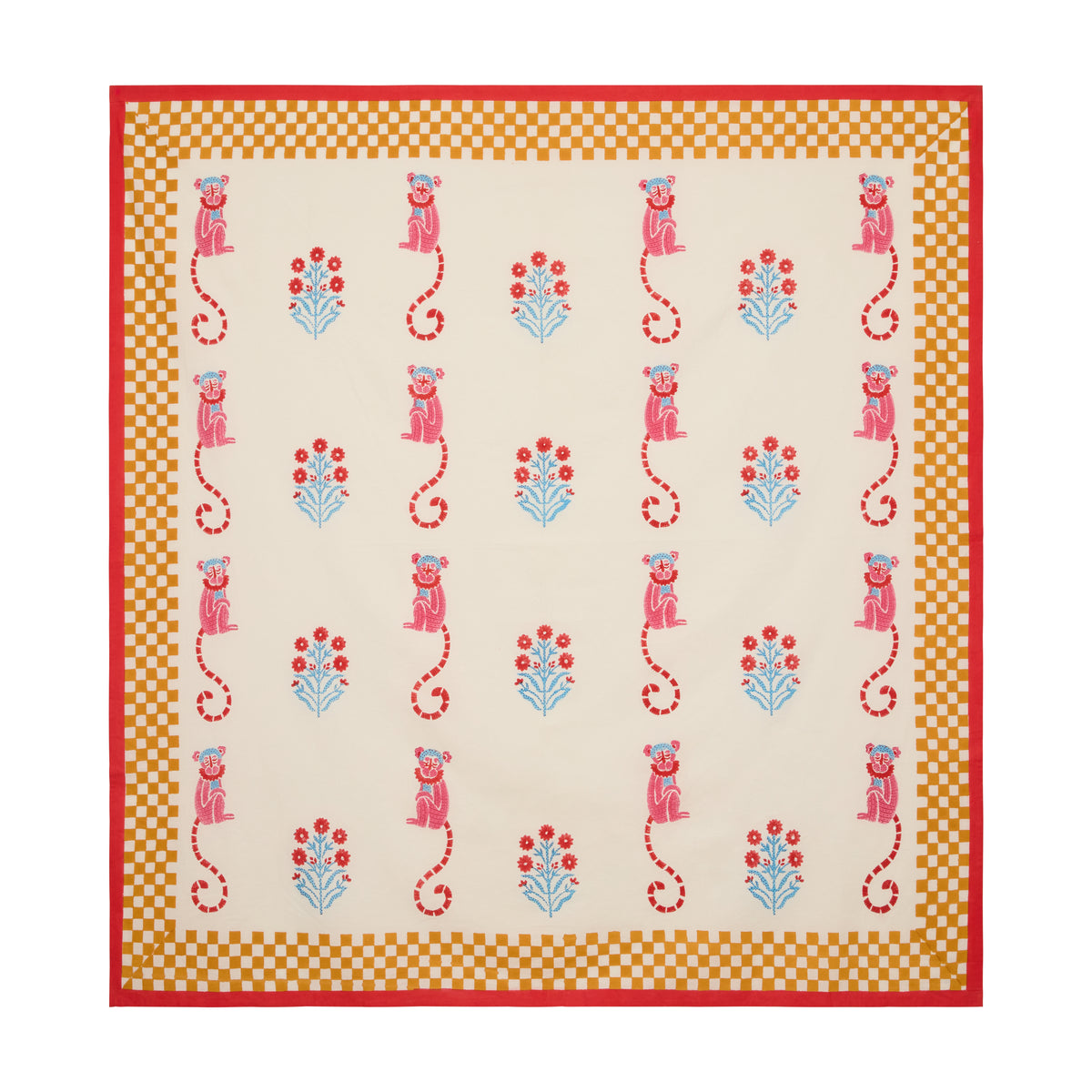 Jeu de Singes Mustard & Pink Tablecloth