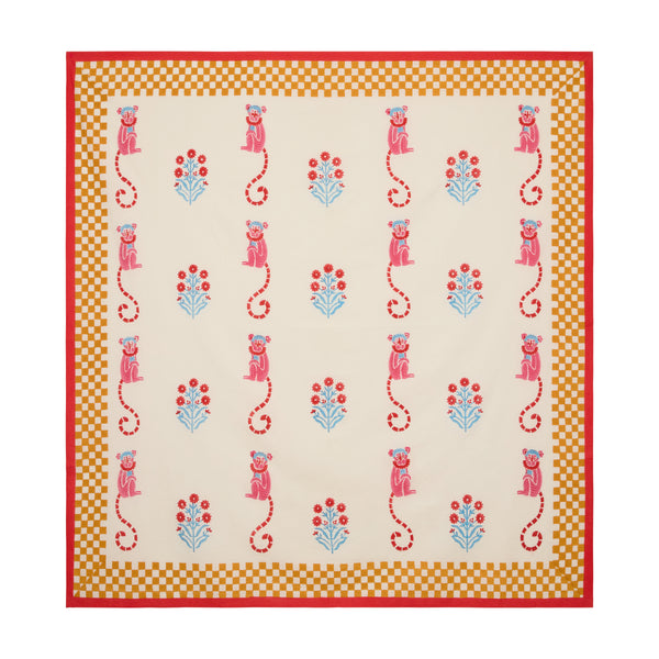 Jeu de Singes Mustard & Pink Tablecloth