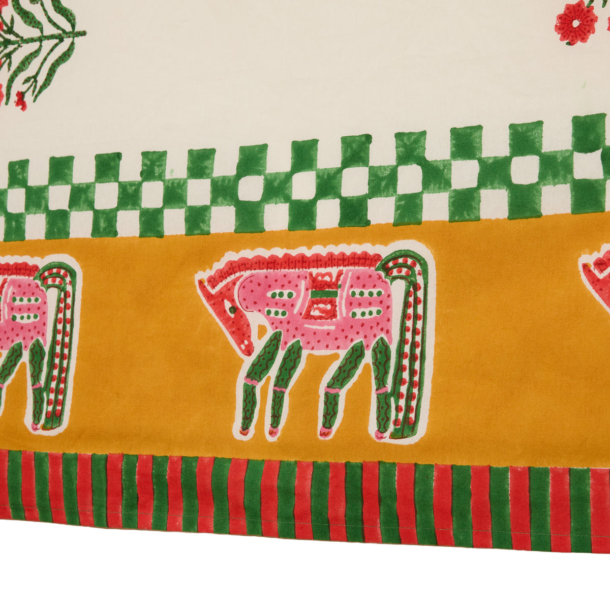 Cheval Nomade Mustard & Green Tablecloth