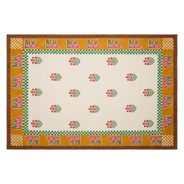 Cheval Nomade Mustard & Green Tablecloth