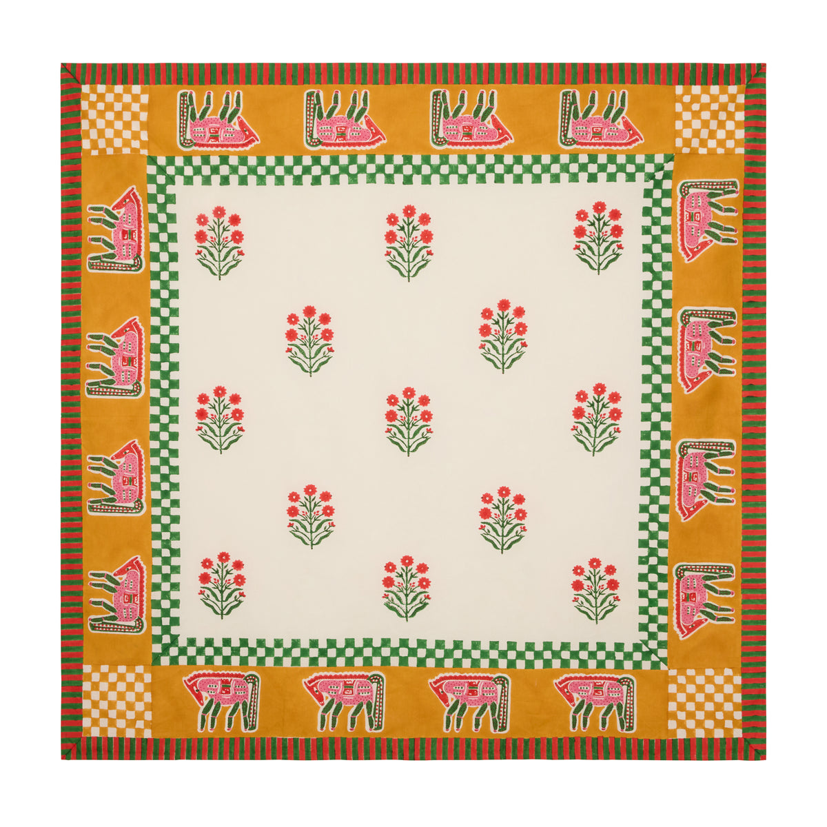 Cheval Nomade Mustard & Green Tablecloth