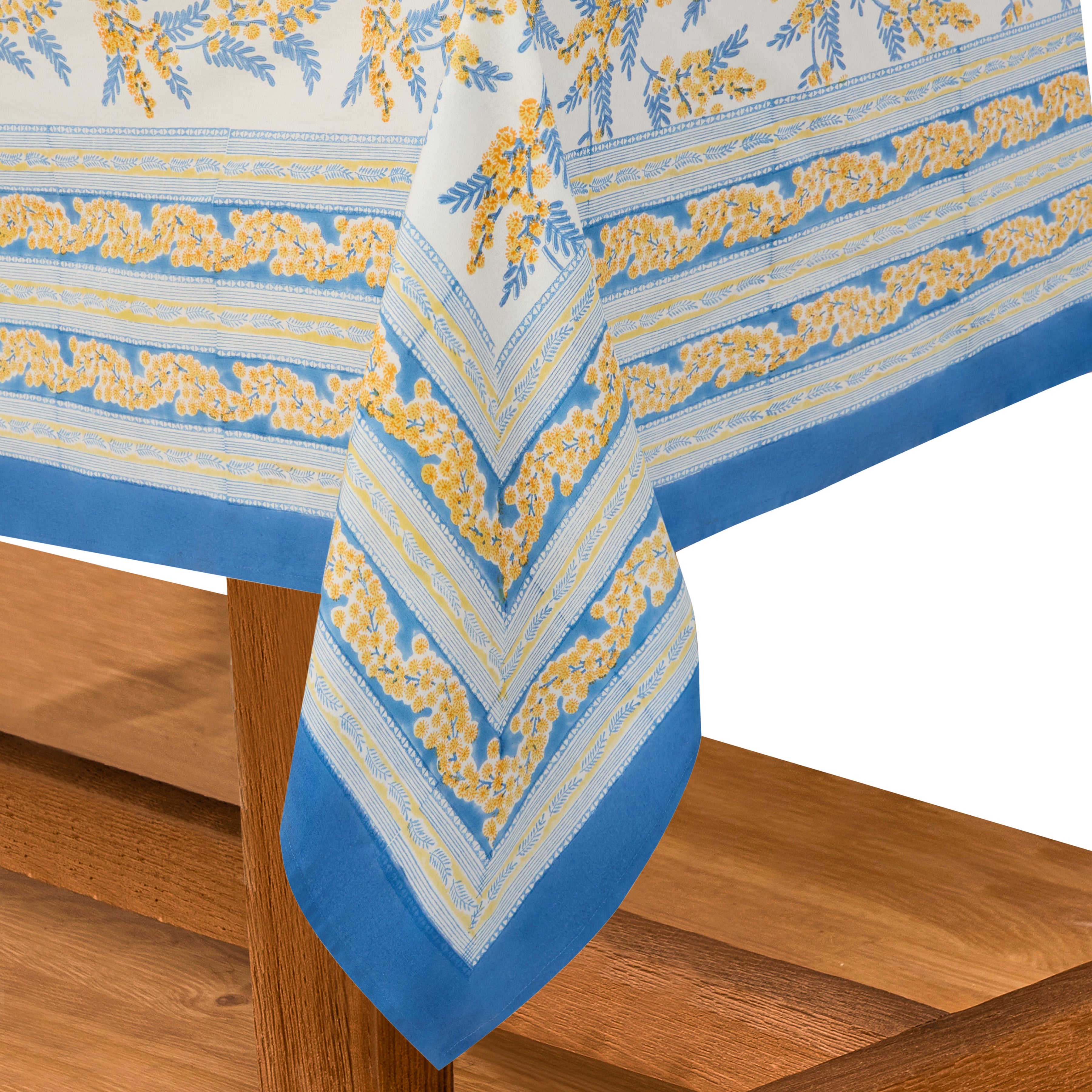 French Tablecloth Mimosa Blue & Yellow