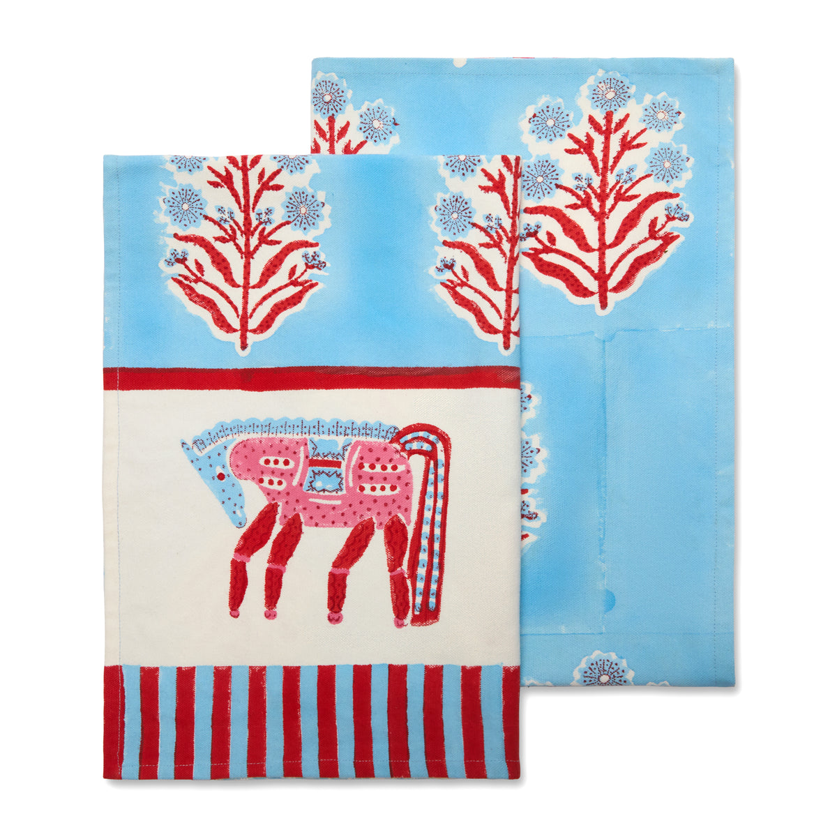 Cheval Nomade Pink & Blue Tea Towels, Set of 2