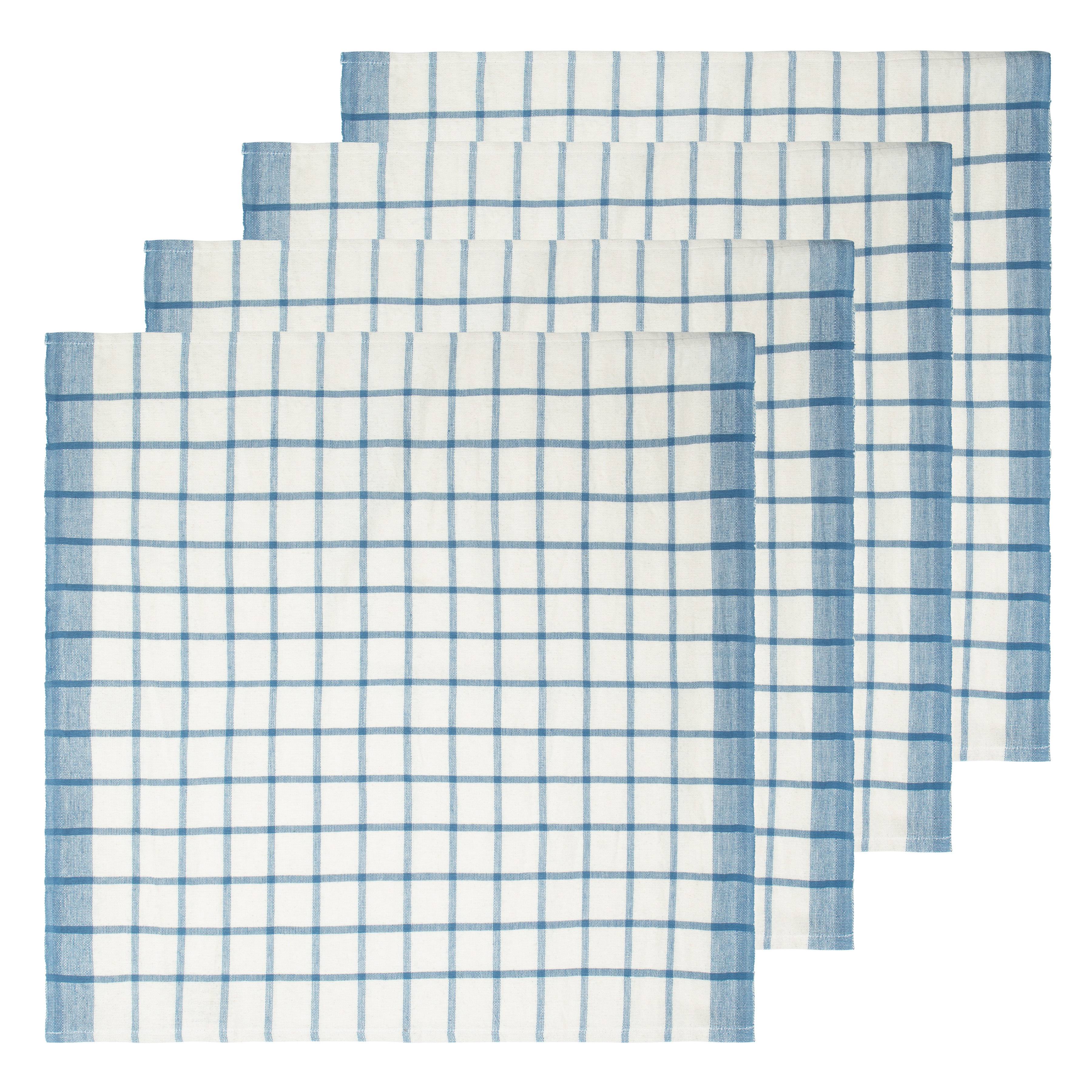 Windowpane Napkins Blue & Natural, Set of 4