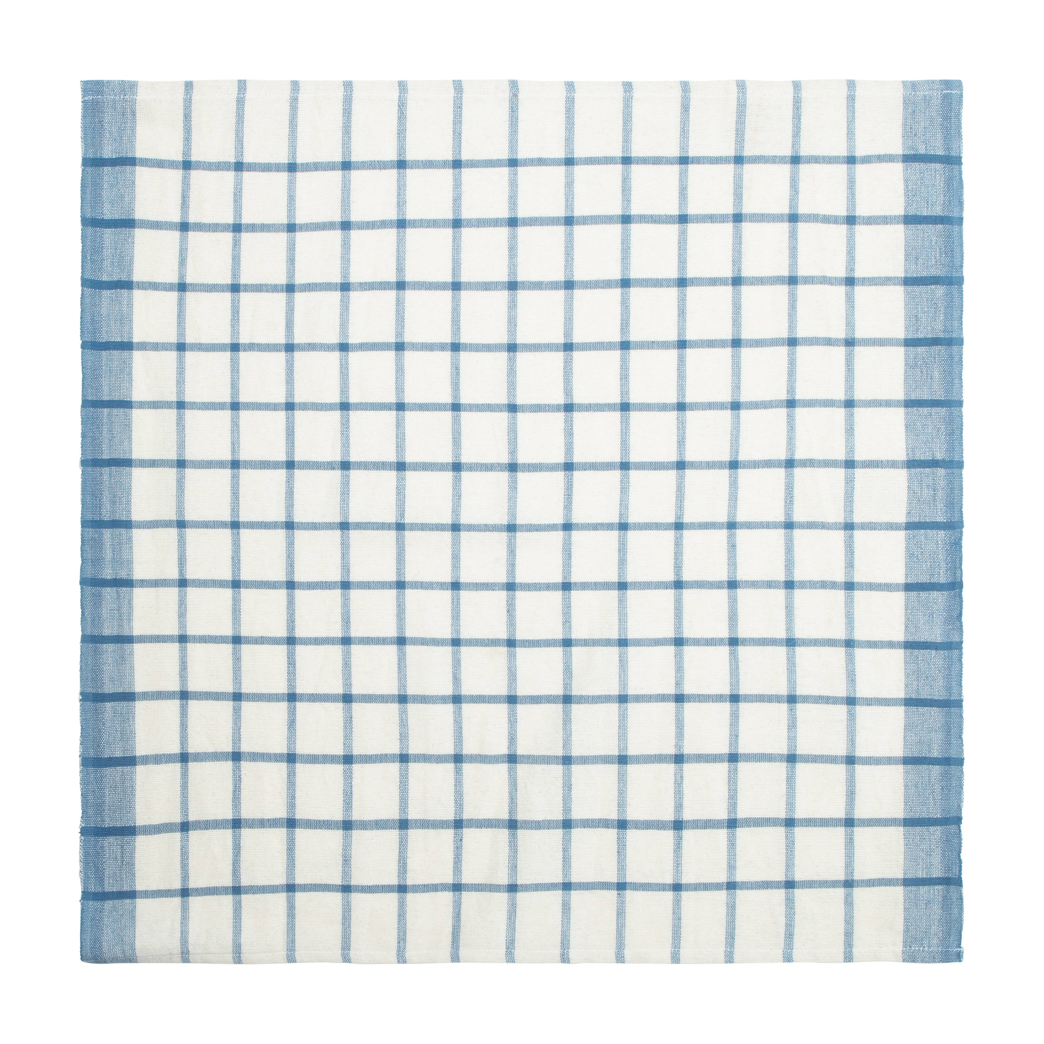 Windowpane Napkins Blue & Natural, Set of 4