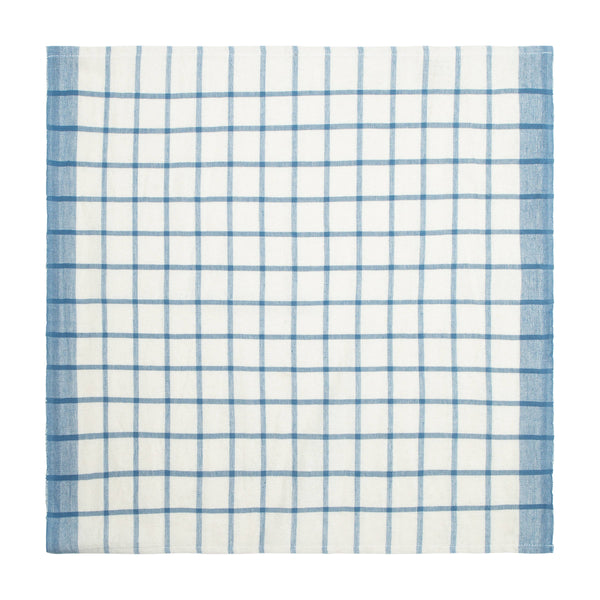 Windowpane Napkins Blue & Natural, Set of 4