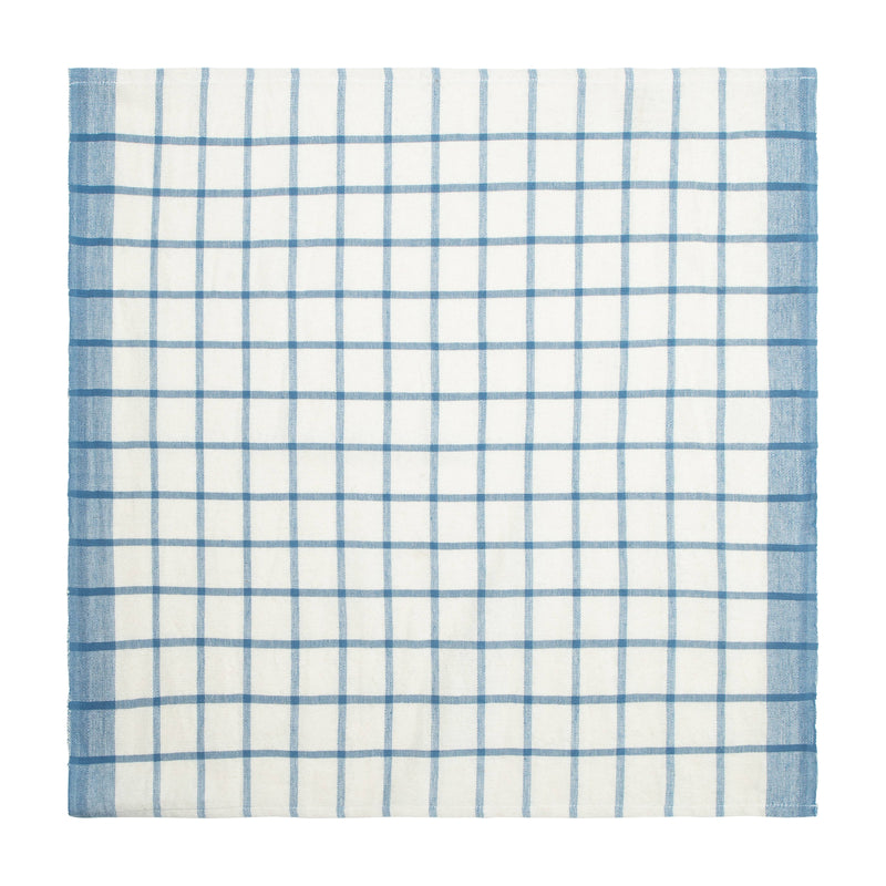 Windowpane Napkins Blue & Natural, Set of 4