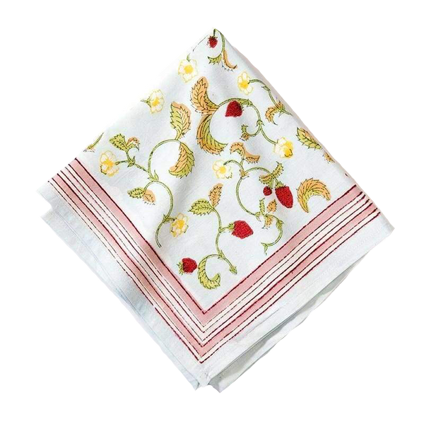 French Tablecloth Fraises des Bois Bleu