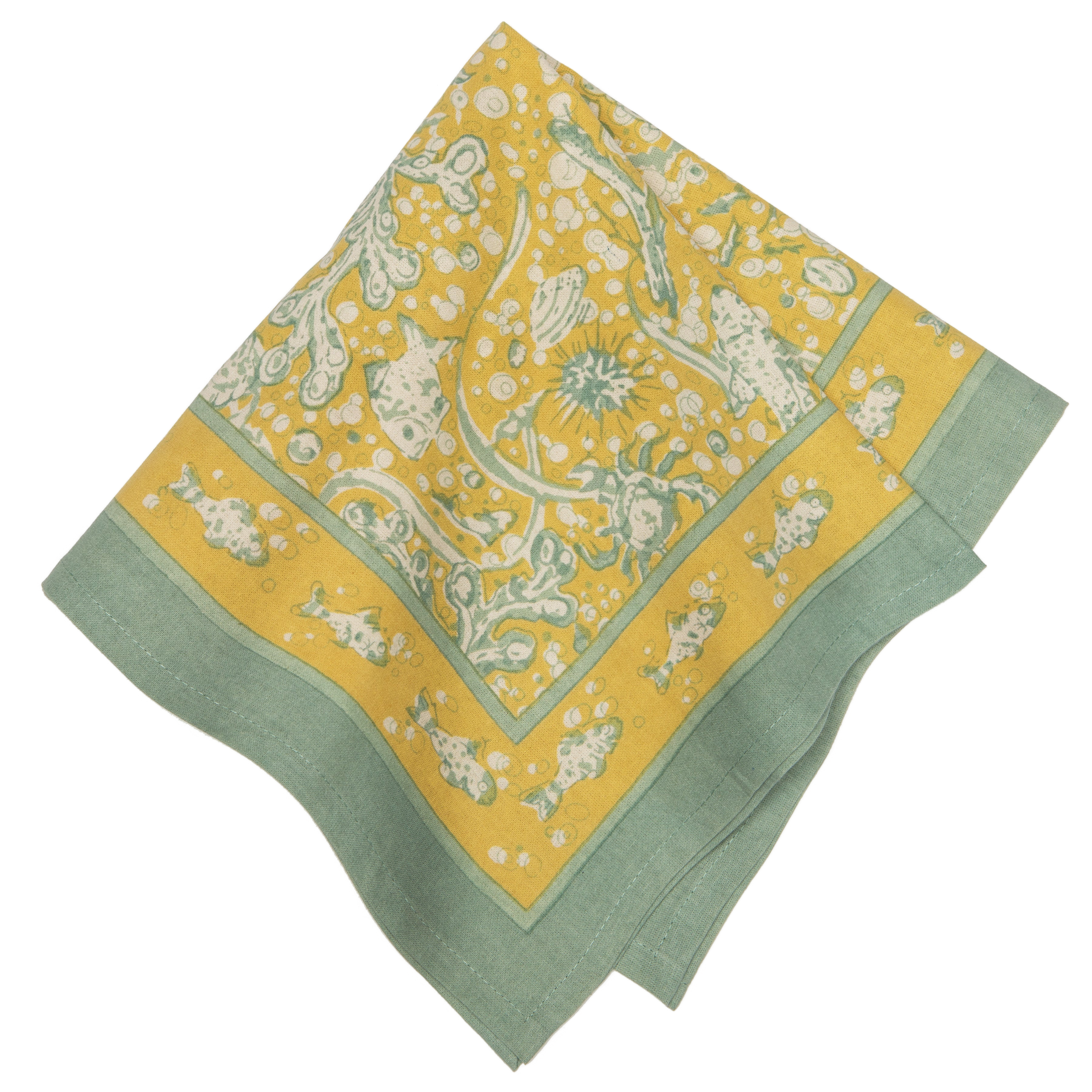 French Tablecloth La Mer Aqua & Citrine