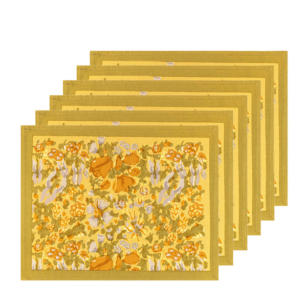 Jardin Placemats Mustard & Grey, Set of 6