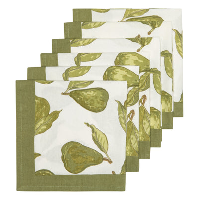 Orchard Pear Napkins Green, Set of 6
