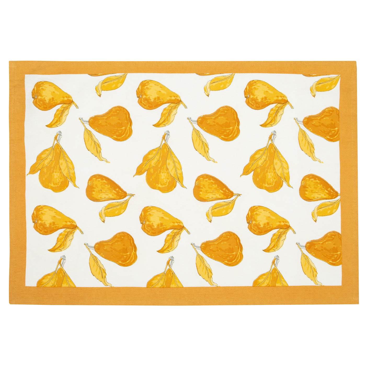 Orchard Pear Placemats Mustard & Grey, Set of 6