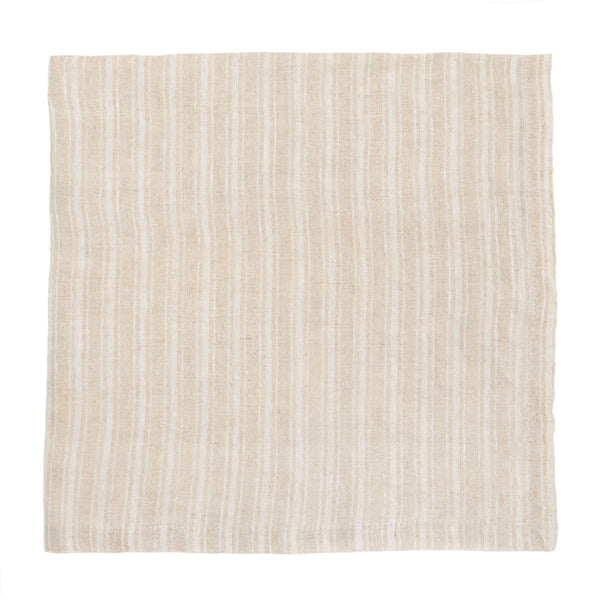 Boat Stripe Linen Napkins Natural & White, Set of 4