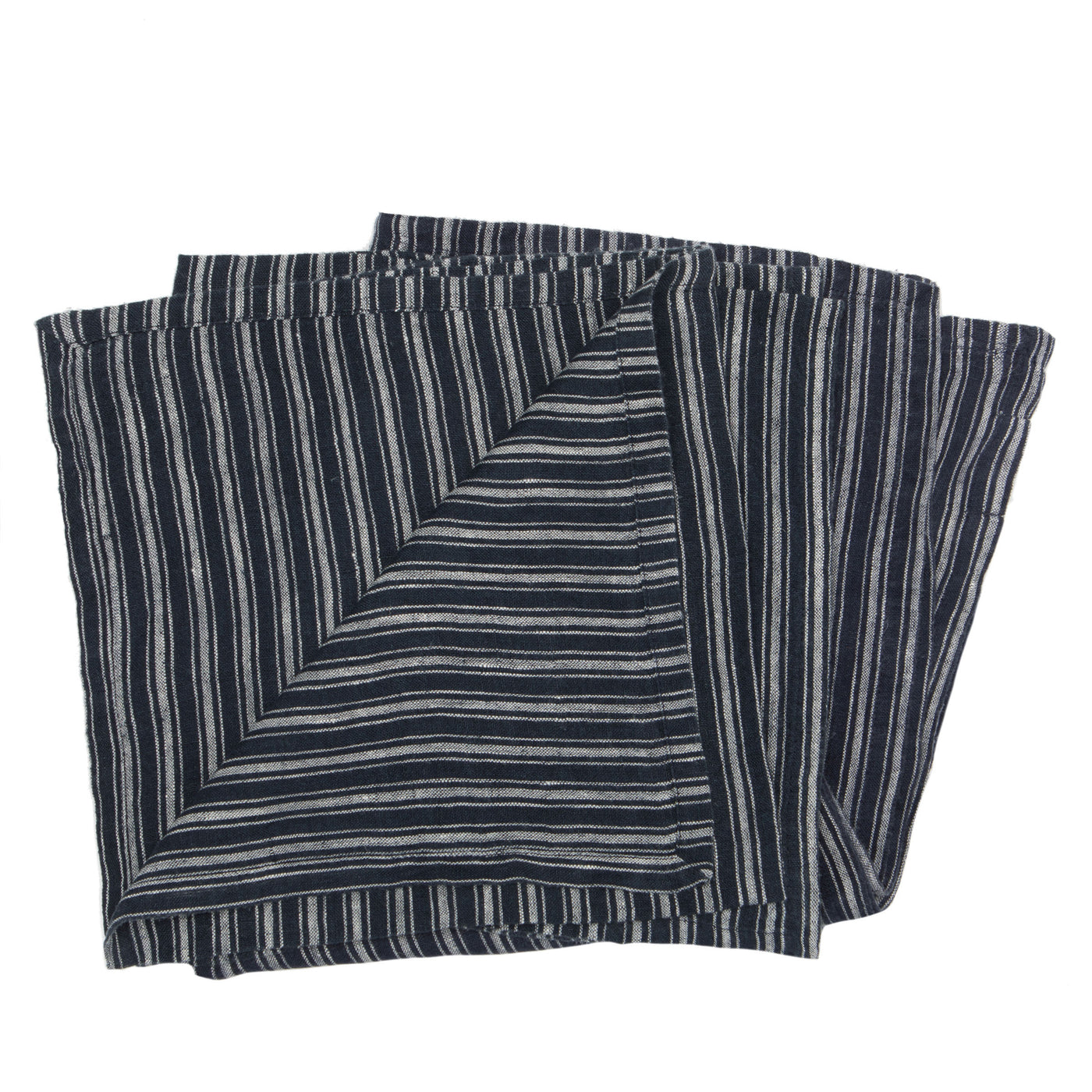 Boat Stripe Linen Napkins Indigo & White, Set of 4