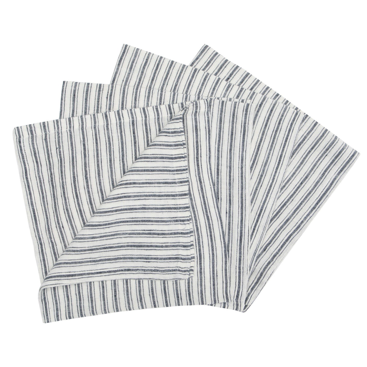 Boat Stripe Linen Napkins White & Blue, Set of 4