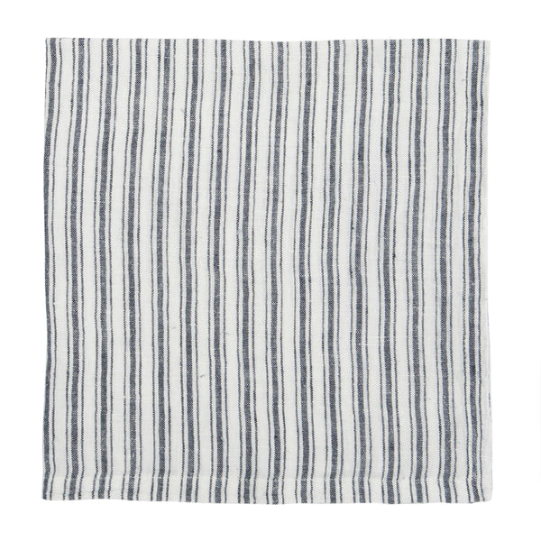 Boat Stripe Linen Napkins White & Blue, Set of 4