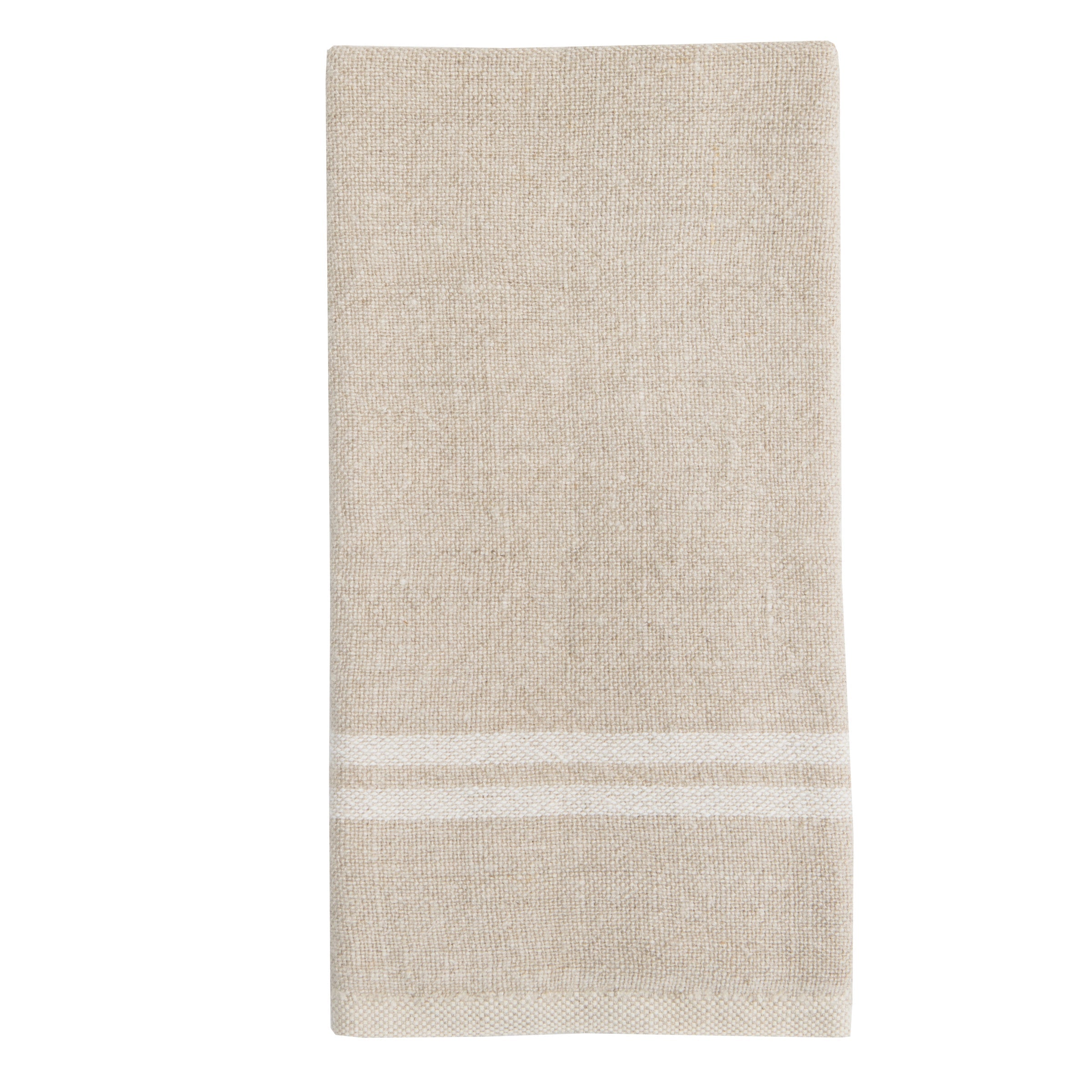 Vintage Linen Kitchen Towels Natural & Ivory, Set of 2