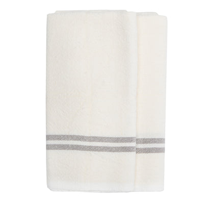 Vintage Linen Kitchen Towels Ivory & Grey, Set of 2