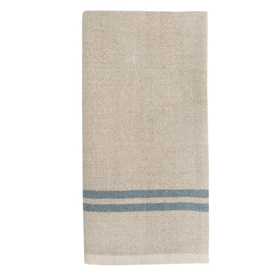 Vintage Linen Kitchen Towels Natural & Blue, Set of 2