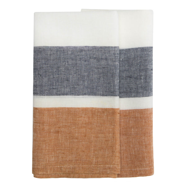 Bold Stripe Linen Rust Kitchen Towels - Set of 2