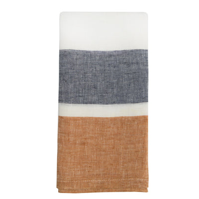 Bold Stripe Linen Rust Kitchen Towels - Set of 2