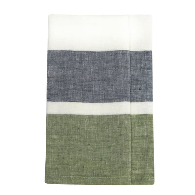 Bold Stripe Linen Evergreen Kitchen Towels - Set of 2